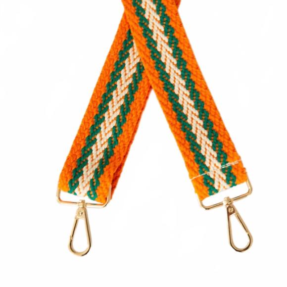 NEW FUNKY MONKEY women's stripe woven crossbody purse strap in orange/green/whit - Picture 2 of 2